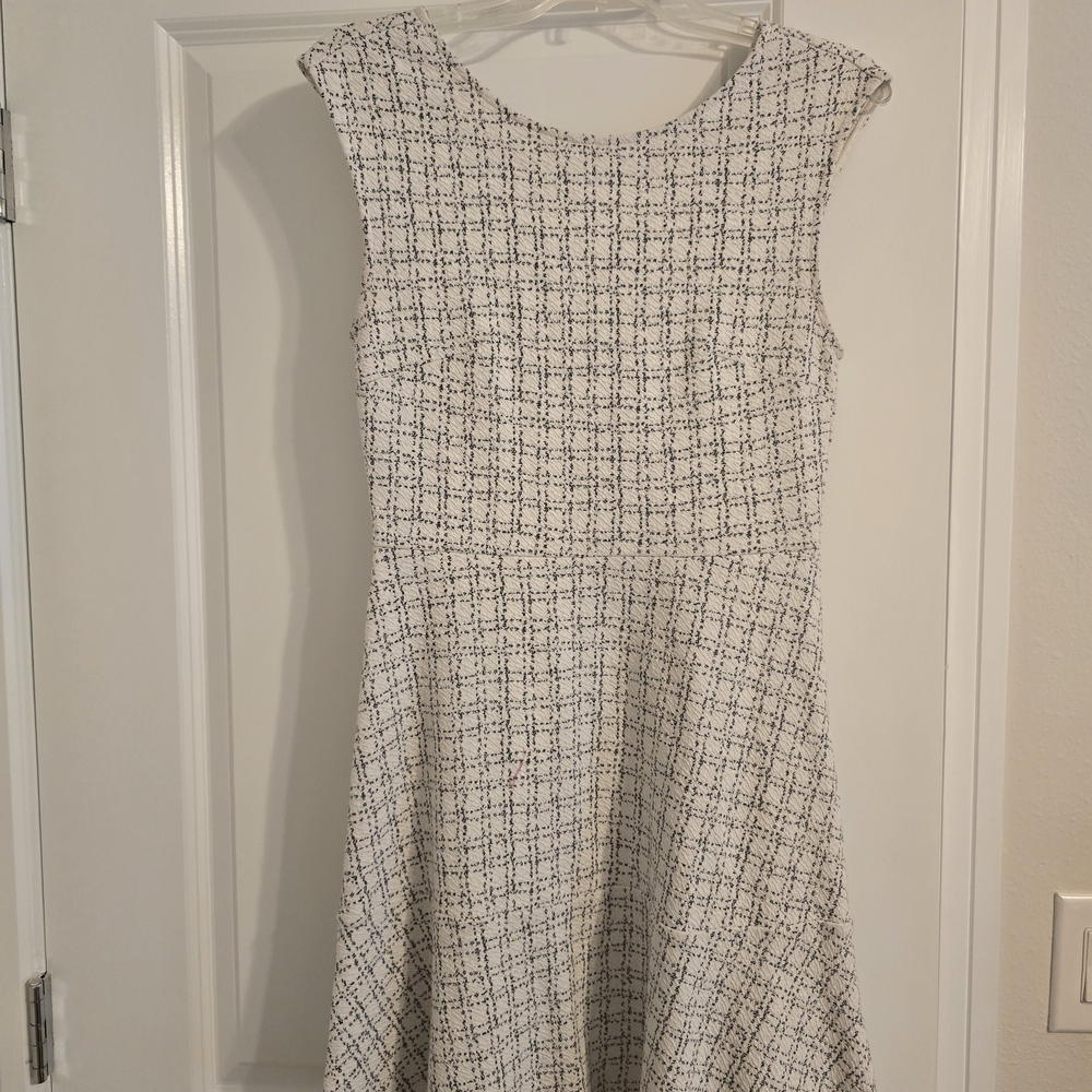 LOFT Black and White Tweed Mini Dress